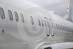 Airliner fuselage closeup