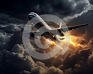 Airliner jet plane flight travel airplane sunset transportation sky aircraft