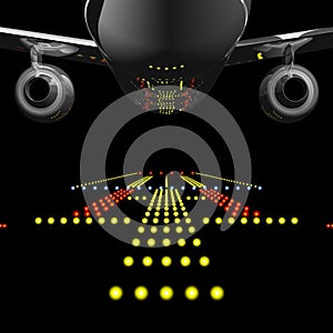 Airliner and Runway Lights photo