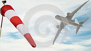 Airliner in the sky amongst clouds 3D Rendering