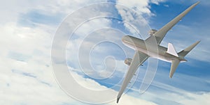 Airliner in the sky amongst clouds 3D Rendering