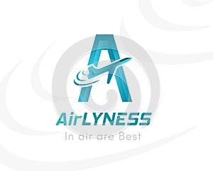 Airlines logo template. Vacation or tourism emblem