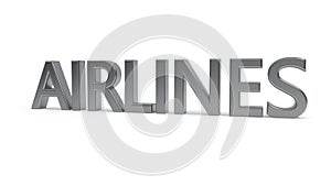 Airlines text on a white background, 3d rendering
