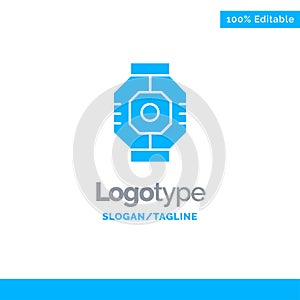 Airlock, Capsule, Component, Module, Pod Blue Solid Logo Template. Place for Tagline