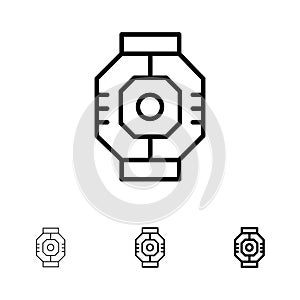 Airlock, Capsule, Component, Module, Pod Bold and thin black line icon set