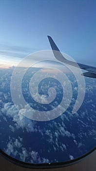 Airlplane  in cloudy skyway