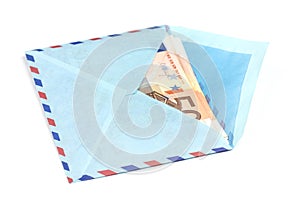 Airmail envelope with a money