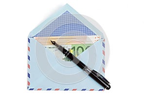 Airmail envelope with a money