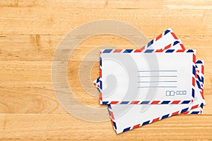 Airmail envelope on table