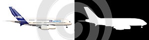 Airplane 1 - Lateral view white background alpha png 3D Rendering Ilustracion 3D