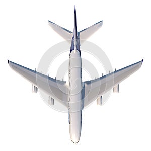 Airplane 1- Top view white background 3D Rendering Ilustracion 3D