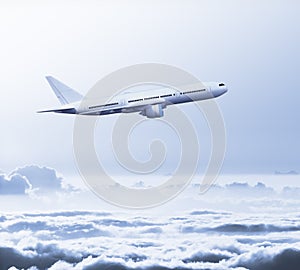 Airplane above clouds