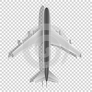 Airplane above icons. Passenger plane on transparent background. Vector