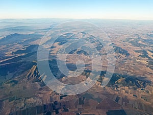 Airplane aerial view of Spain