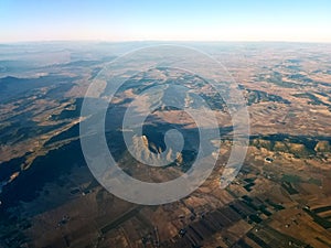 Airplane aerial view of Spain