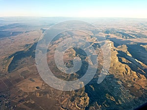 Airplane aerial view of Spain