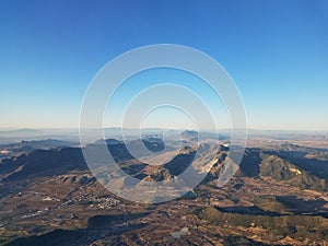 Airplane aerial view of Spain