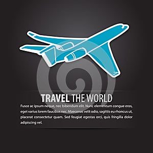 Airplane air fly sky blue travel background photo