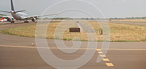 Airplane in airport runway