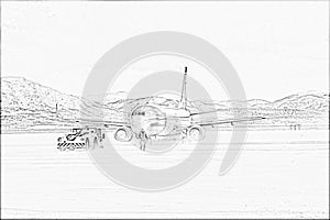 Airplane at Alta Airport Pencil Drawing