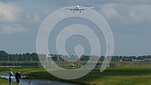 Airplane approaching to airport