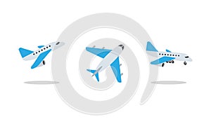 Airplane arrival and departure set. Airplane vector flat illustration EPS10