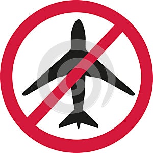 Airplane in ban sign - airplanes forbidden