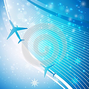 Airplane on blue background