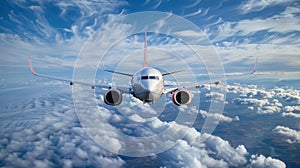 The Airplane in Blue Sky.AI generated image