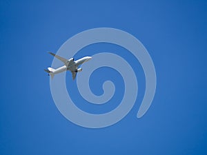 Airplane in the blue sky and cloud for blackground