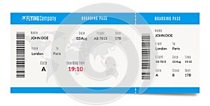 Airplane boarding pass design. Plane travel ticket illustration. Air admission template. photo