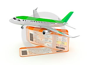 Airplane boarding pass tickets concept