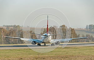 Airplane Boeing 737-800 on the runway