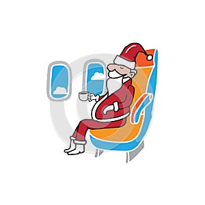 Airplane cabin passenger Santa