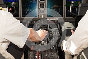 Airplane cockpit accelerate close up