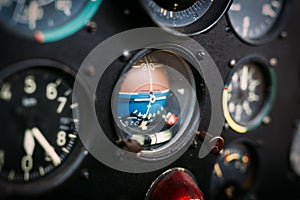 Airplane cockpit closeup picture