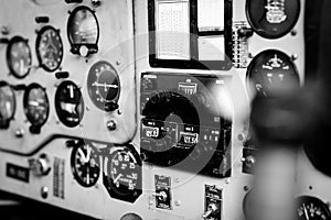 Airplane cockpit closeup picture