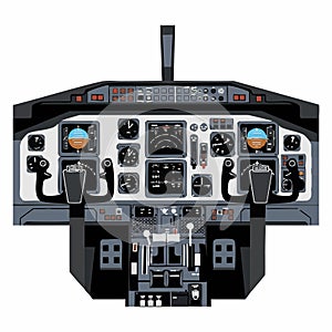 Airplane Cockpit Dashboard Vector Illustration