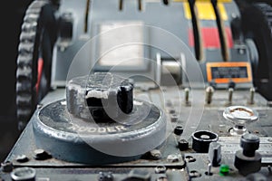 Airplane Cockpit Equipment with indicators, buttons, and instruments.