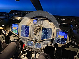 Airplane cockpit, Inflight during night time