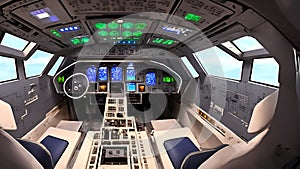 Airplane Cockpit Pilot View Created With Generative Ai