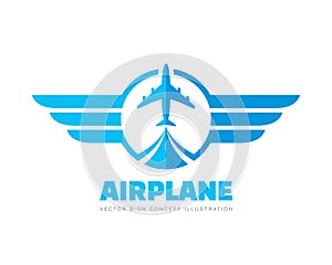 Airplane - concept business logo template vector illustration. Air travel symbol. Wings creative sign. Graphic design elements.