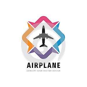 Airplane concept logo design. Travel direction creative business icon. Vector illustration