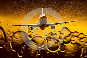Airplane on Cooking Oil as petroleum. Used Cooking Oil (UCO) as fuel for aviation.