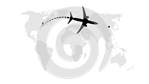 Airplane Dash Line Flight Route