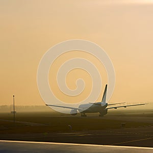 Airplane departing from Airport Schiphol.