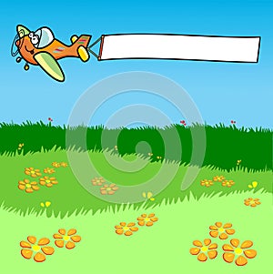 Airplane while dragging a white banner