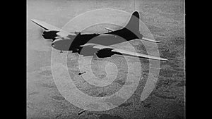 Airplane dropping bombs during World War II