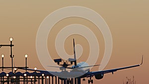 Airplane dusk approach