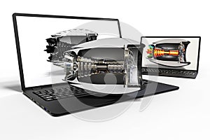 airplane engine development with the help of a computer software